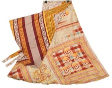 Sushila Vintage Silk Saree Magic Wrap Reversible Skirt Beach Dress Multi-Color