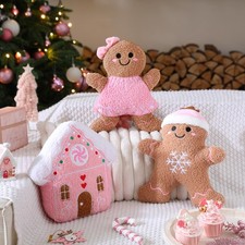 3 Pcs Christmas Gingerbread Pillows House Man Throw Pillows Stuffed Gingerbre...