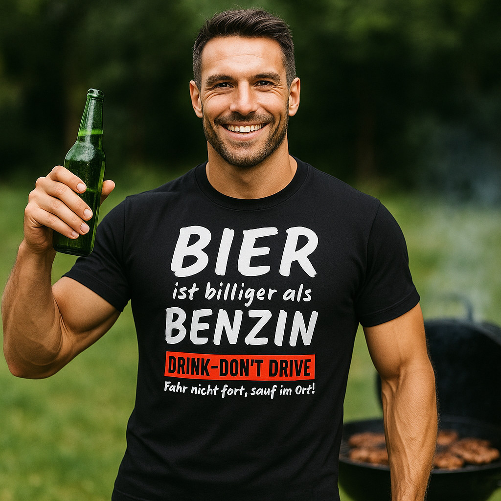 #145 Camiseta divertida "La cerveza es más barata que la gasolina" talla 116-152 / S-5XL NUEVO