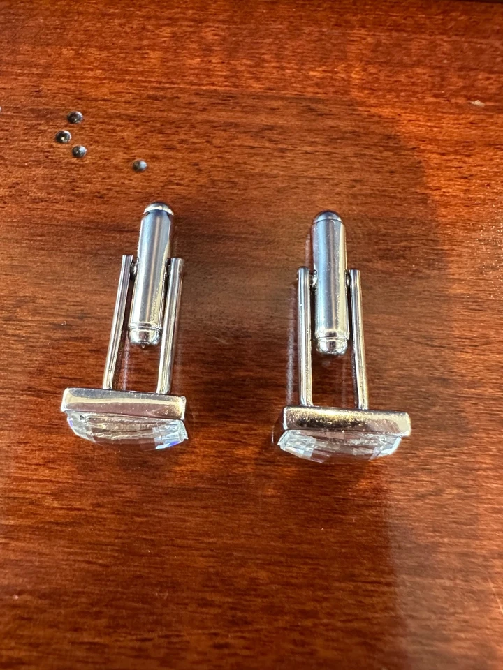 Swarovski Square Faceted Clear Crystal Cufflinks - Image 2 of 4