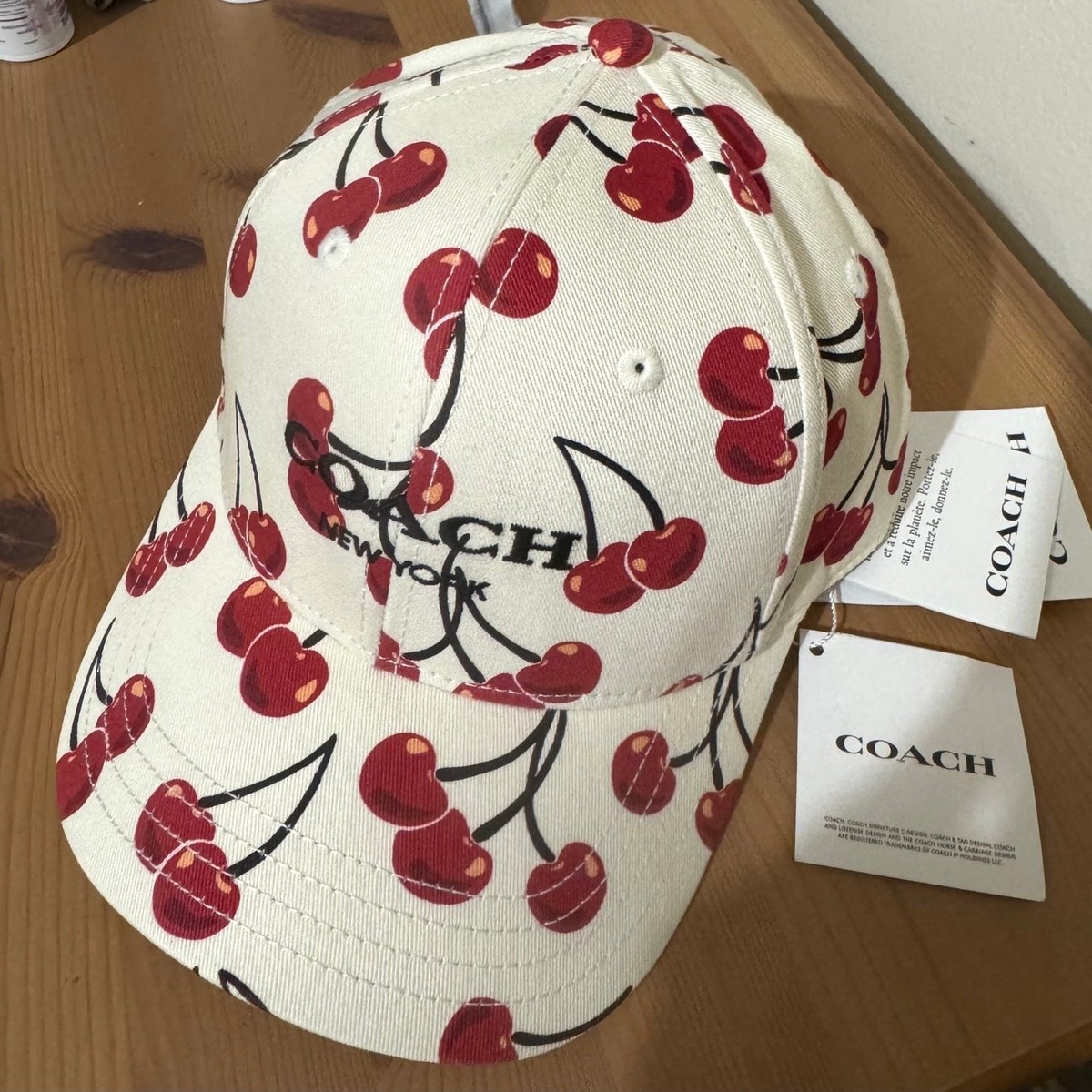 NWT ❤️ Coach Cherry Swirl Print Baseball Hat XS/S | eBay