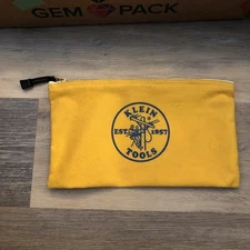 KLEIN TOOLS Heavy YKK Metal  ZIPPERED CANVAS TOOL POUCH BAG Yellow USA 12x7