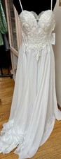 Shining Bridal White Open Back Wedding Dress 8 Runs Small