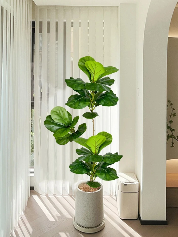 70-105cm Large Artificial Ficus Tree Fake Rubber Plants Branch Plastic Fiddle - Image 3 of 4