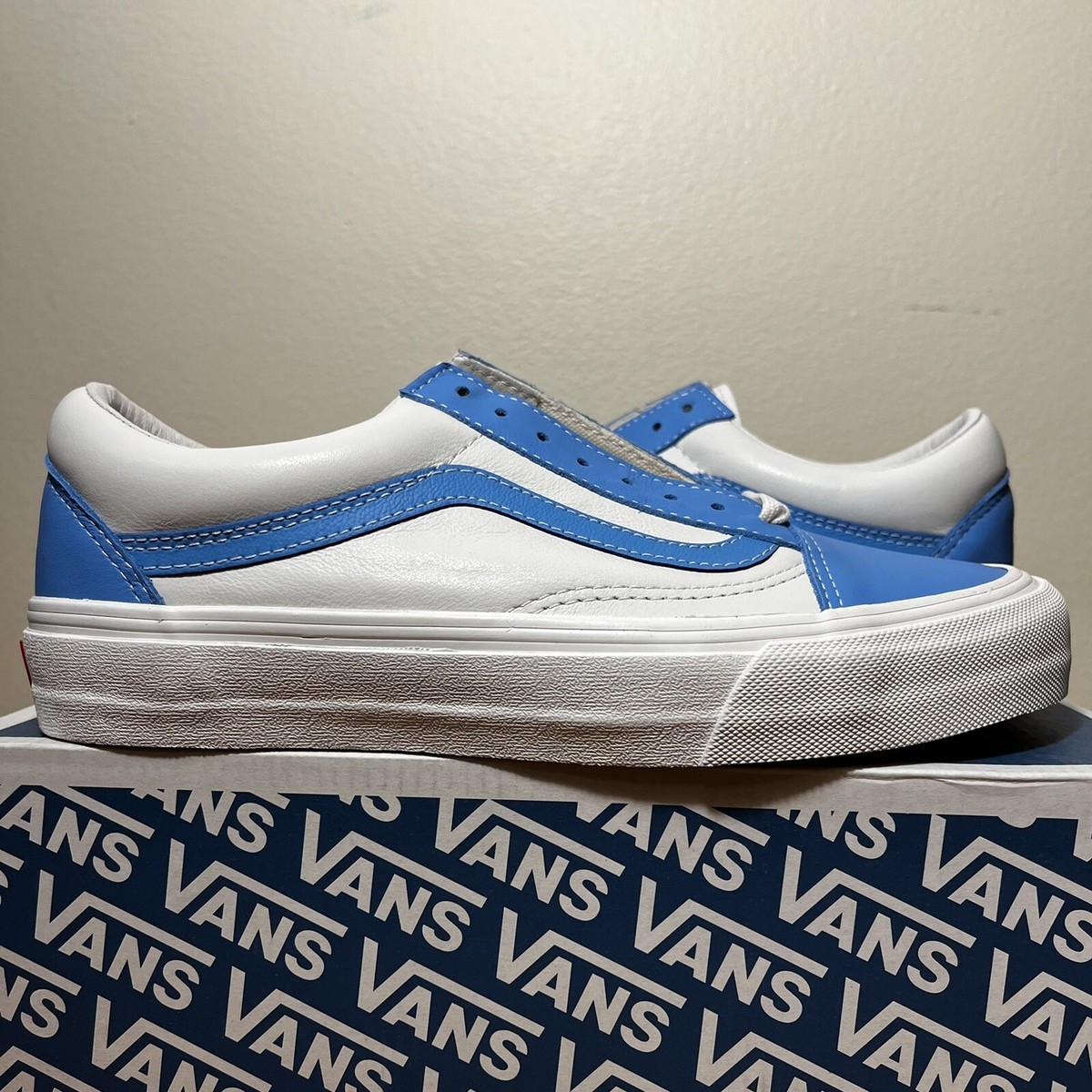 Vans Old Skool Vault LX Leather Bonnie Blue Marshmallow Sz 8
