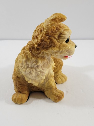 Terrier Dog Figurine Carved Resin Sandy Blonde 5" - Picture 6 of 8