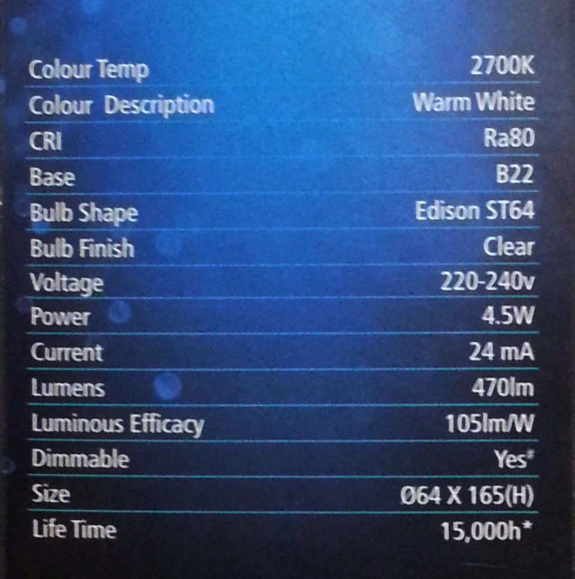 10 x Dimmable LED 4W Vintage Edison Clear Filament Light Globes Bulbs ST64 B22 - Image 4 of 4