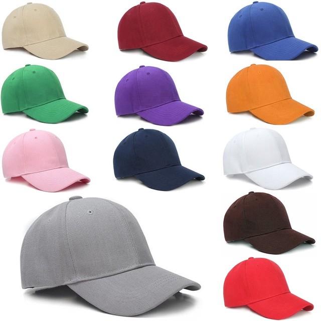 12pcs Unisex Plain Baseball Cap Solid Color Hat Adjustable Hook & Loop