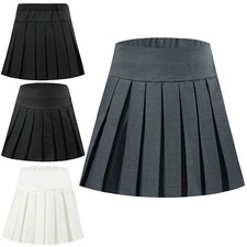 Kids Girls Skirt Mini Pleated Solid Color Skort Toddler Built-in Shorts Skirts