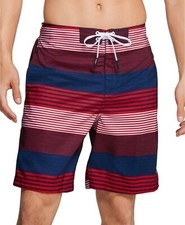 Speedo Men's Border Line Performance 9'' Board Shorts, Red White Blue, Small