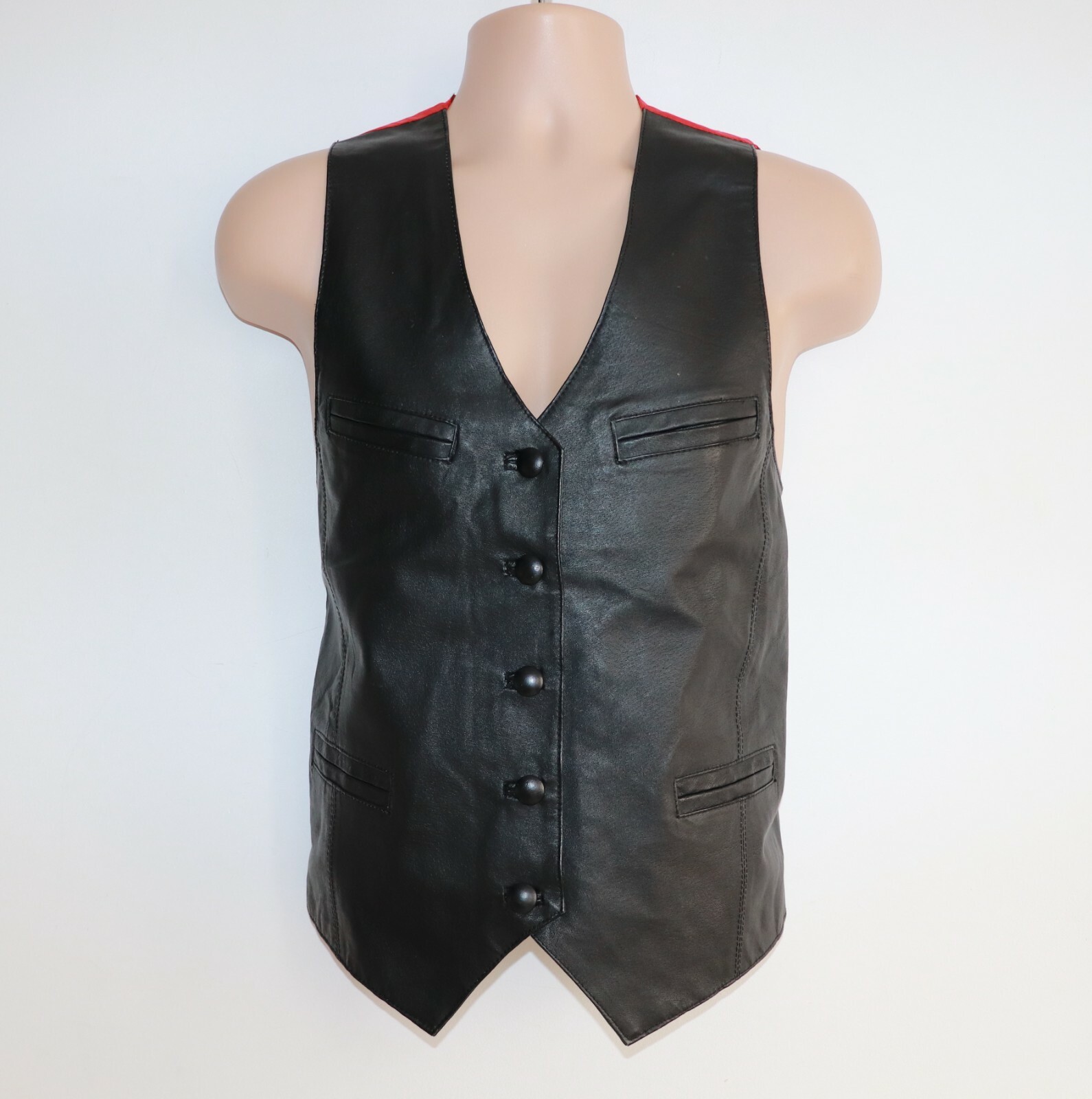 Leather Waistcoat Vest M Pit To Pit 20 