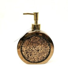 NEW BEEKMAN BRONZE,COPPER MOSAIC GLASS,CERAMIC SOAP DISPENSER,GOLD SHINY PUMP