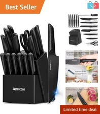 German Stainless Steel 5-Piece Chef Knife Set with Block - Elegant and Durable