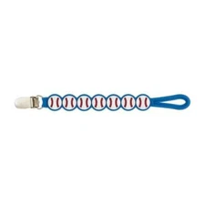Mud Pie Baseball Blue Silicone Pacy Strap Pacifier Clip