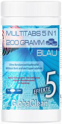 Pool Multitabs 5 in 1 - Blue 200g - Pool Chlor - Chlortabletten für Pool - 1 kg