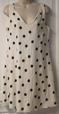 A NEW DAY sleeveless polka dot white lined dress size S
