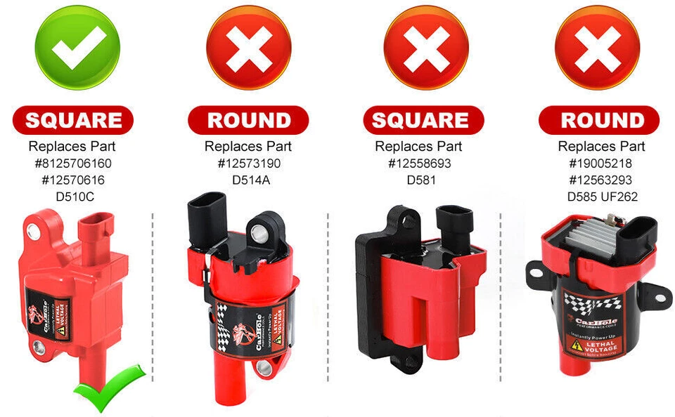 8 Pack Square Ignition Coil & Spark Plug & Wire For Chevy GMC 4.8L 5.3L 6.0L V8 - Image 2 of 4