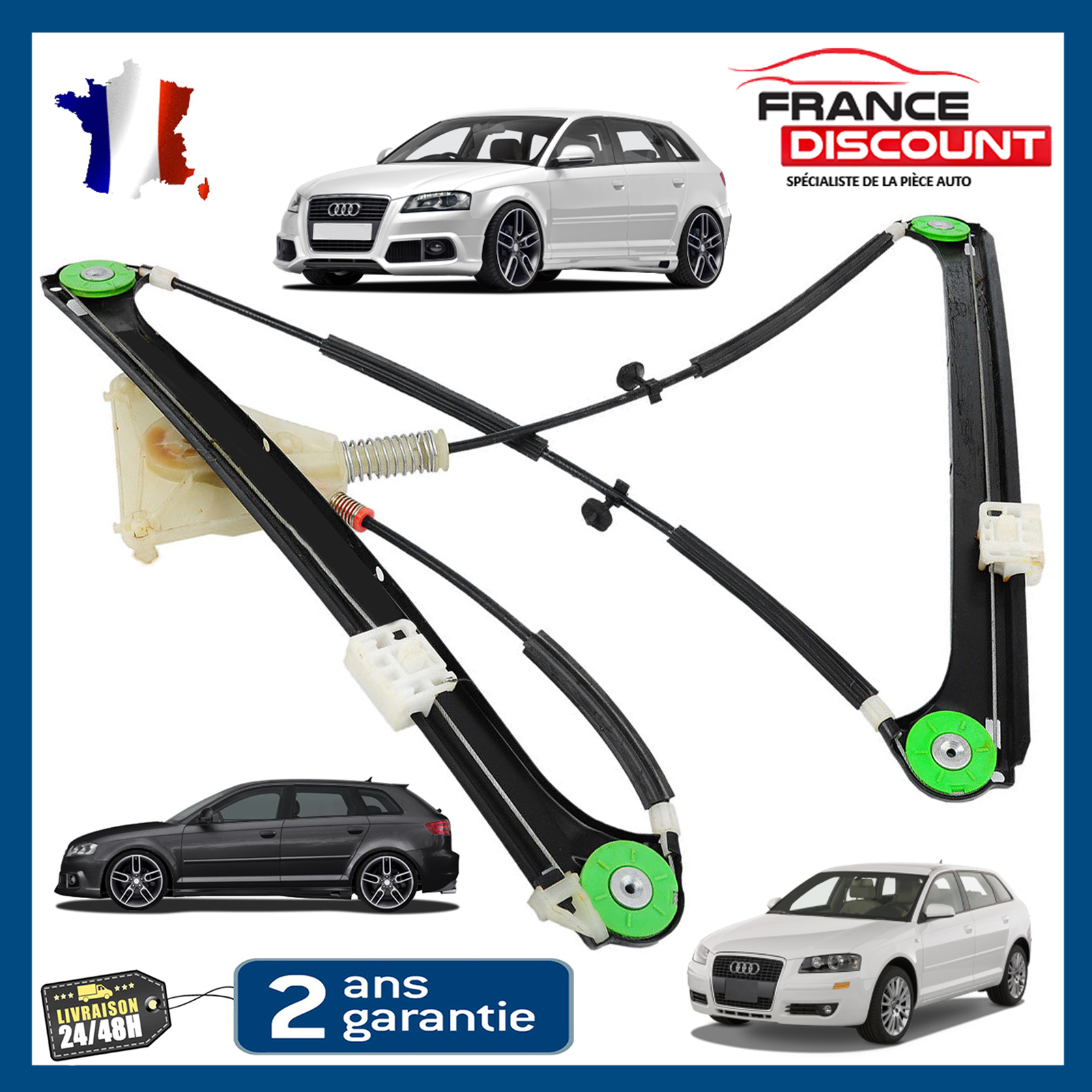 Mécanisme lève-vitre avant gauche pour réparer la portière d'une Audi A3 II