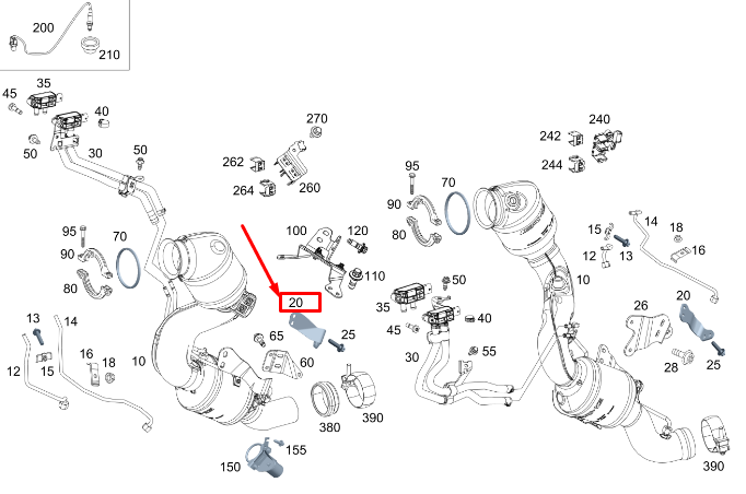 MERCEDES-BENZ GLS X167 Halter Abgasleitung links A1674925700
