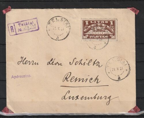 Litauen Einschreiben R-Brief Telsiai - Remich/Luxemburg, 1924 #1094598 - Afbeelding 1 van 2