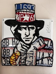 Uncle Sam by Michael Kalish and his License Plate Collection 22x20” Excellent!