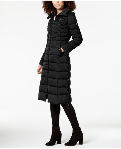 Bernardo Black Maxi Puffer Coat, Size 
