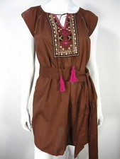 Anthropologie Maeve Women's Short SLEEVE dress petite SZ 2P brown 247