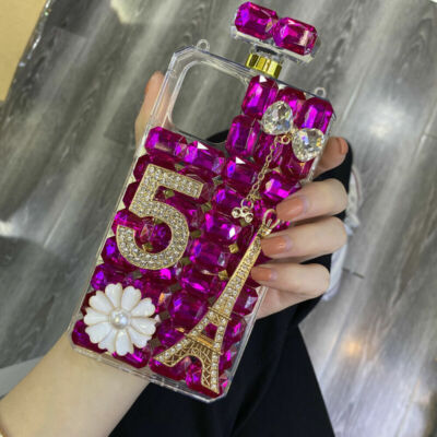 For iPhone 12 11 Pro XS Max XR 8 Bling Glitter Diamond Perfume Bottle Case Cover