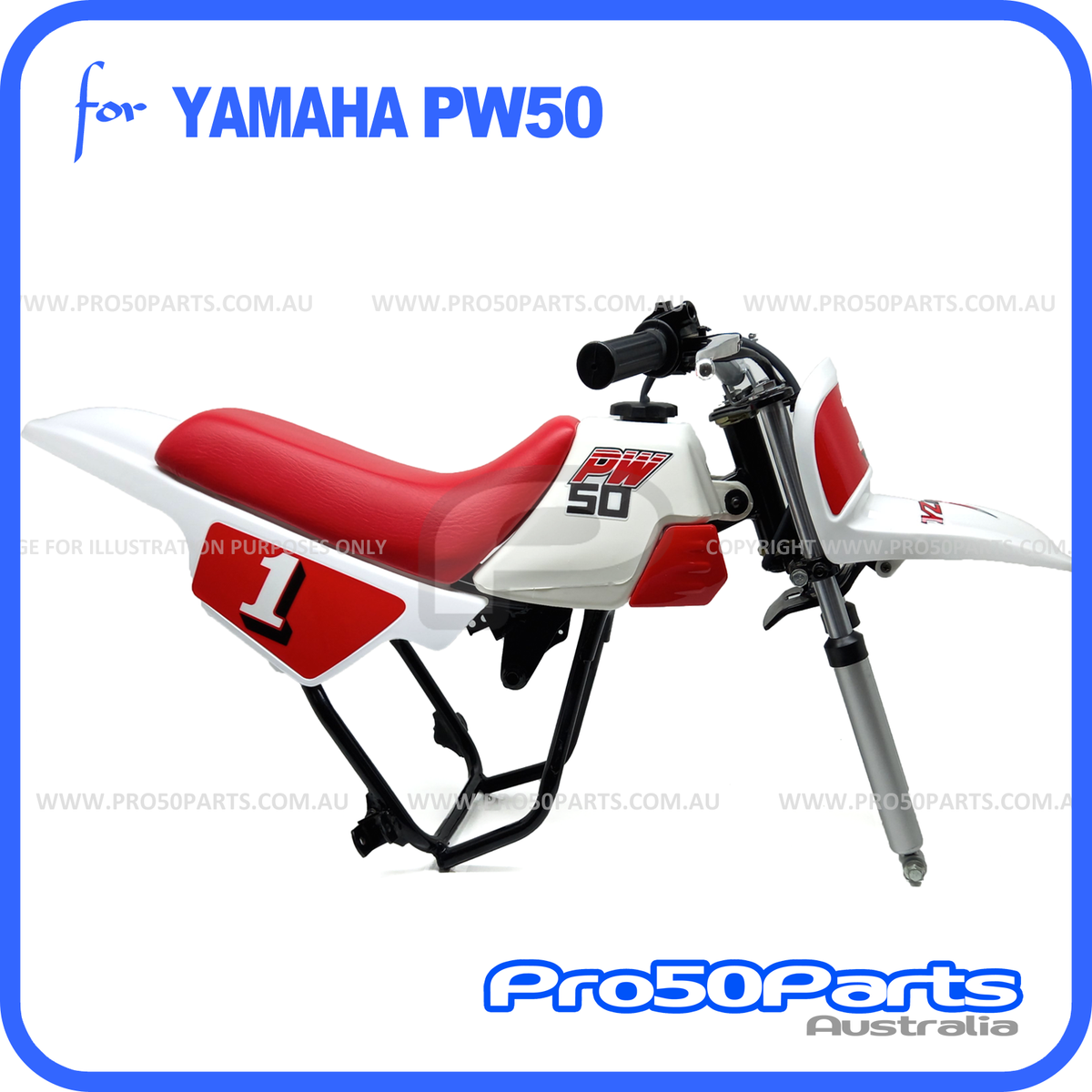 YAMAHA PW50 外装 Yamaha PW50 Peewee 50 White Red Fender Cover & Tank + Red Seat +
