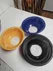 Vintage Lot 323 1.5 Liter Mixing Bowls Clear Bottom Black, Blue And Red/yellow