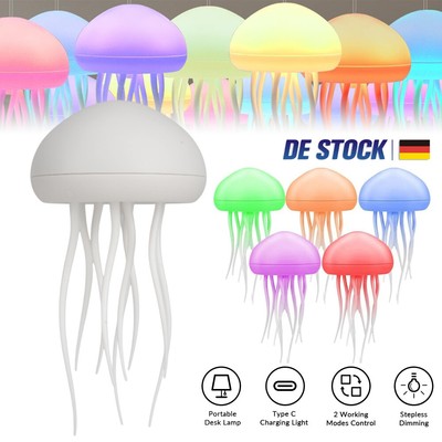 Atmosphere Night Light Voice Control Type-C Charging Cute Jellyfish Bedside Lamp