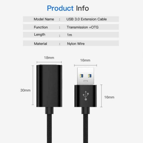 1/2M USB3.0 Extension Cable Cord M/F Standard TypeA 5Gbp/s Data Female ha GTR/ - Picture 11 of 14
