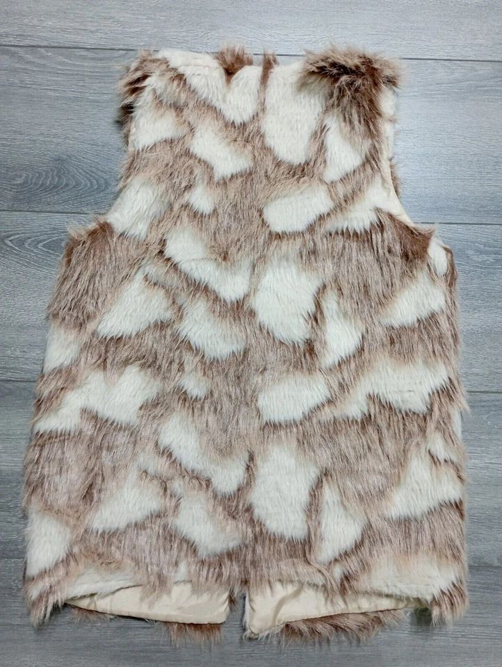 LOVE BY DESIGN Blouse Adult Small Brown White Faux Fur Open Womens - Imagem 2 de 4