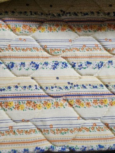 Vintage Pre-Quilted Double Side Fabric Calico Quilt Multi Blue 42" W 2Yards - Picture 2 of 2