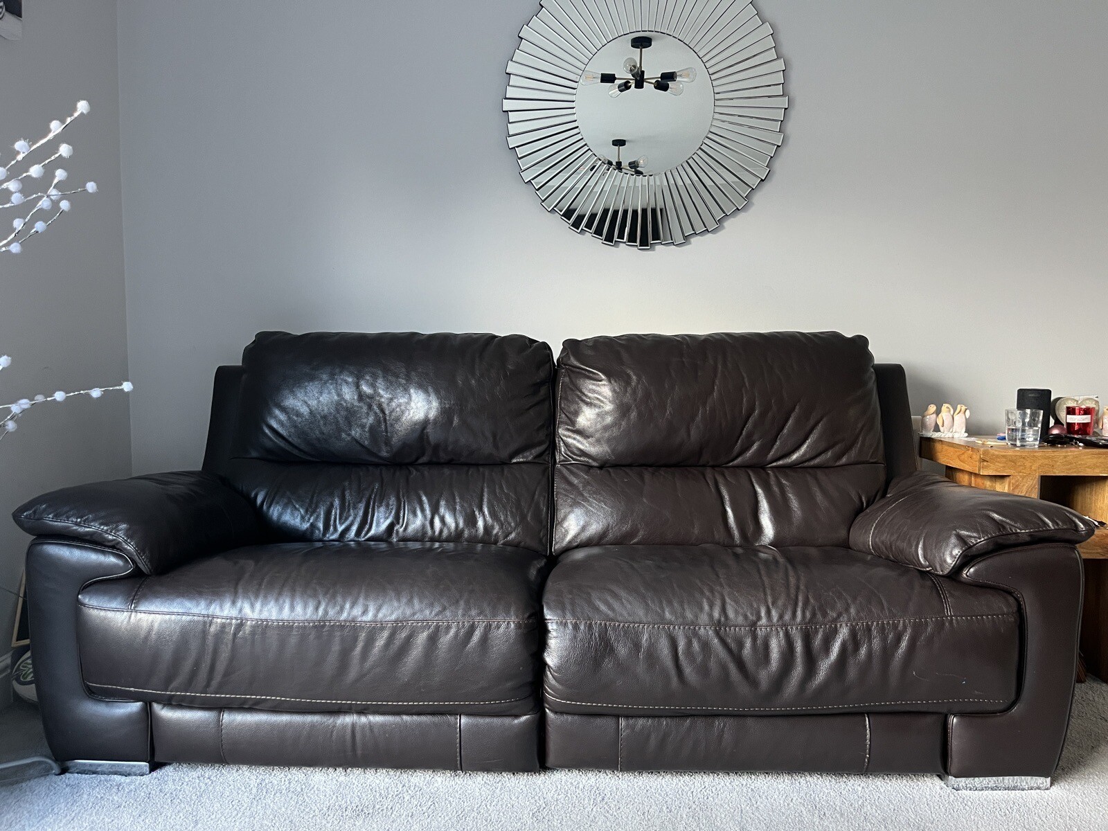 DFS brown Leather Sofa X2 eBay