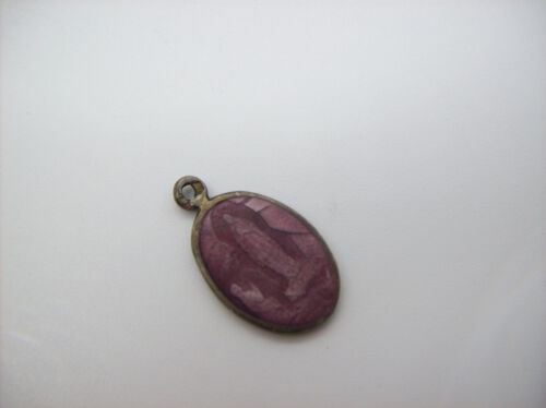 Medaglia Santa Vintage Cattolica Argento Rosa Viola Smalto Nostra Signora di Lourdes, x - Foto 4 di 10