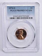 PR69 RD DCAM 1974-S Lincoln Memorial Cent PCGS Blue Label