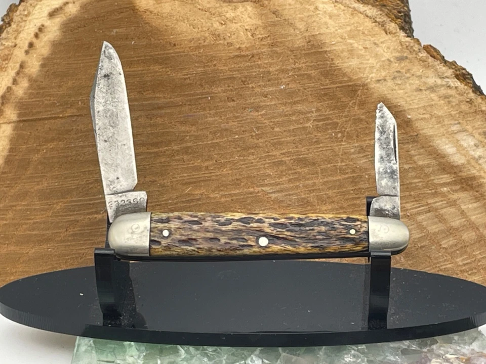 RARE early Vintage Cattaraugus 232390 2 Blade Pen jigged bone Handles--2381.24 - Image 2 of 4