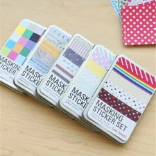 MASKING STICKER SET 27 SHEETS/PACK SCRAPBOOKING DIARY DECORATION W/ TIN CASE