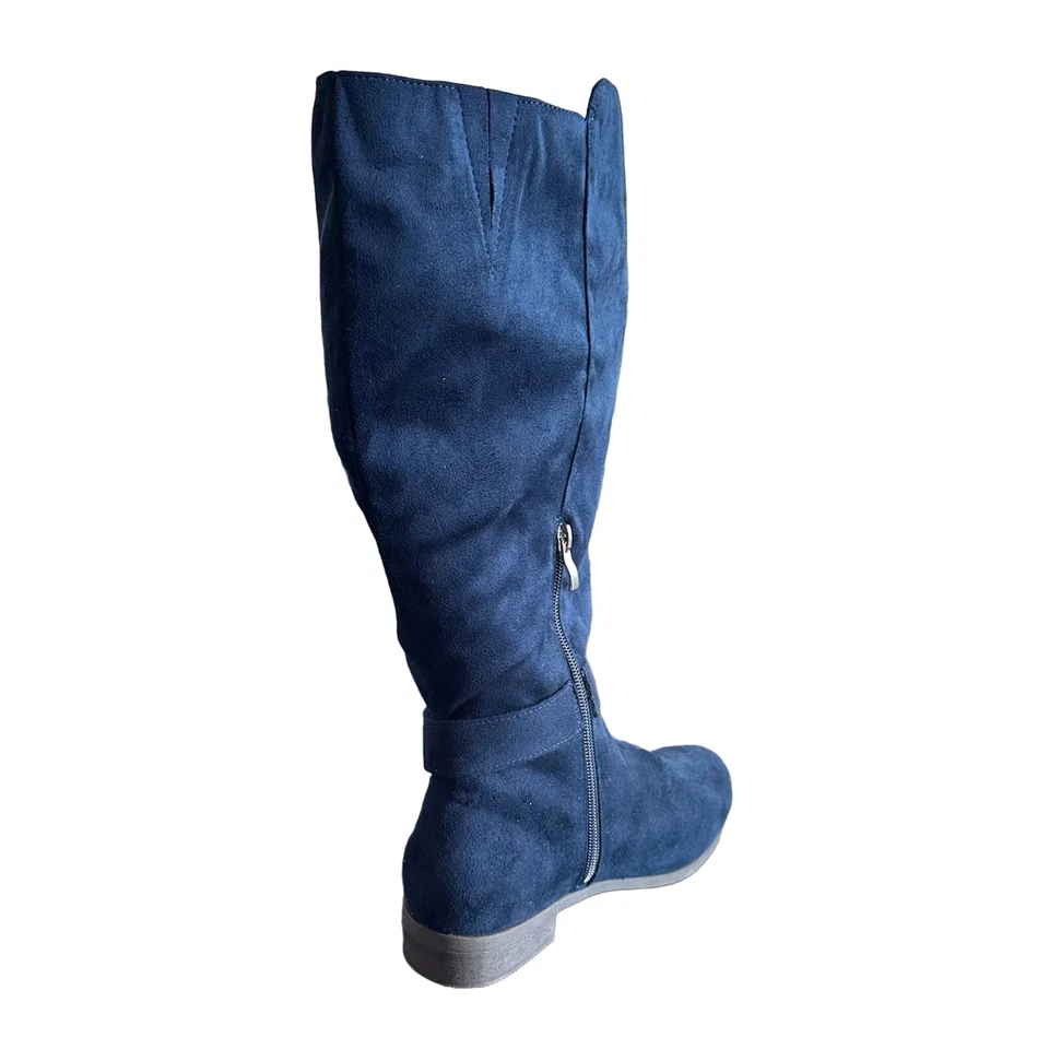 Botas para mujer Journee Collection Cate, gamuza sintética, azul marino - talla 5,5 pantorrilla ancha Foto 3 de 4