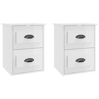 Wand-Nachttische2Er Set Hochglanz-Weiß 41,5X36X53 Cm Nachtkonsole