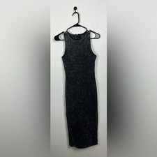 Forever 21 Women's Charcoal Sleeveless Midi Dress Bodycon Back Zip Sz M Casual
