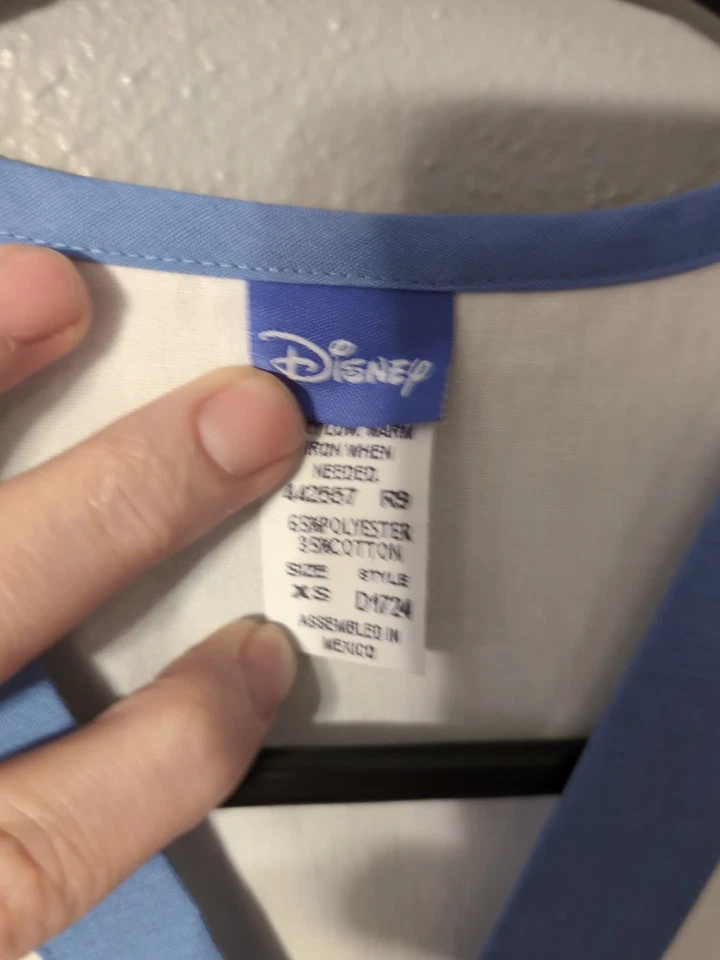 Disney Eeyore Scrub Top White Blue Trim V Neck Size XS Graphic NWT - Image 3 of 4