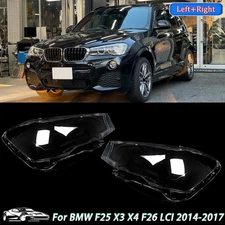 For BMW X3 F25 2014-2017 Left & Right Side Front Clear Headlight Lens Covers