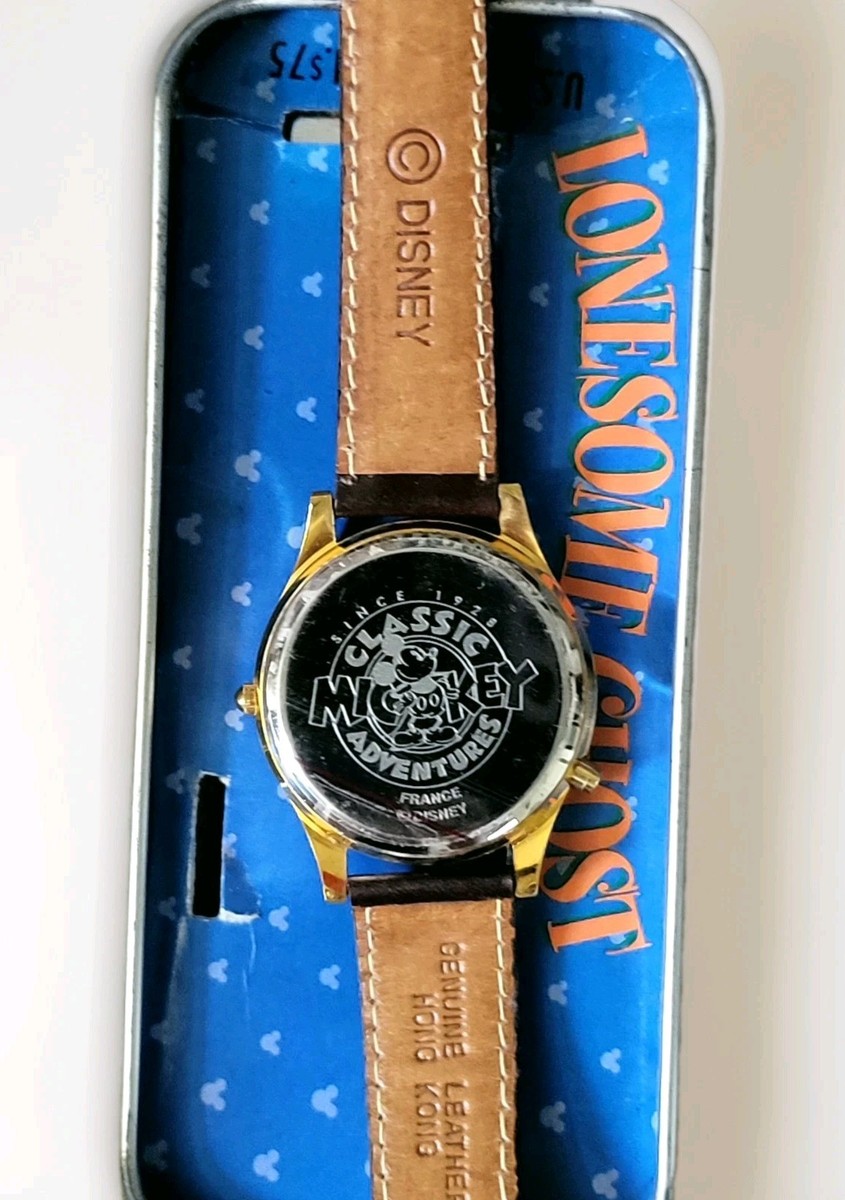 VTG Disney LONESOME GHOST Mickey Mouse Fossil Watch Brown 