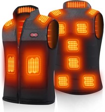 Heated Vest for Mens Double Switch with 11 Heating Zones, Lightweight Heated Jac