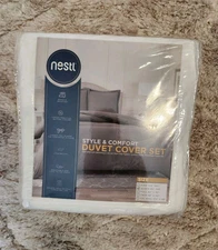 Nestl Soft Microfiber White Duvet Cover Button Closure Queen Size 90x90"