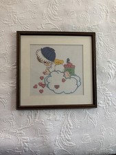 Vintage Guardian Angel Cross Stitch Framed Nu...