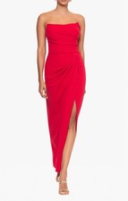 Betsy Adam A26841 Strapless Scuba Crepe Gown SZ 8  249 Red