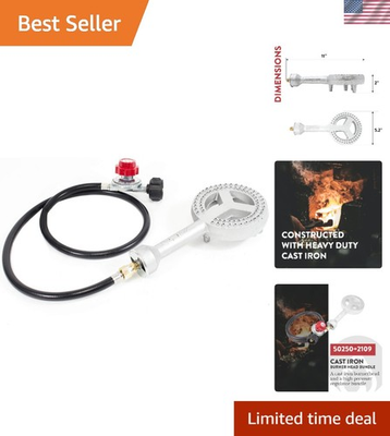 #ad #ad Durable Cast Iron High Pressure Burner with Brass Fitting amp; Regulator Assembly $55.28